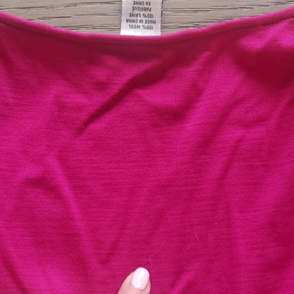 Fuchsia wool faux wrap sheath dress - Picture 5 of 6